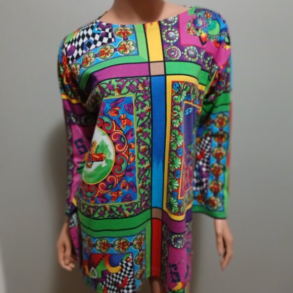 VTG 1980s Top by Philippe Peyner, Paris Tunic Flared 3/4 Sleeves Versace Style - Picture 1 of 16